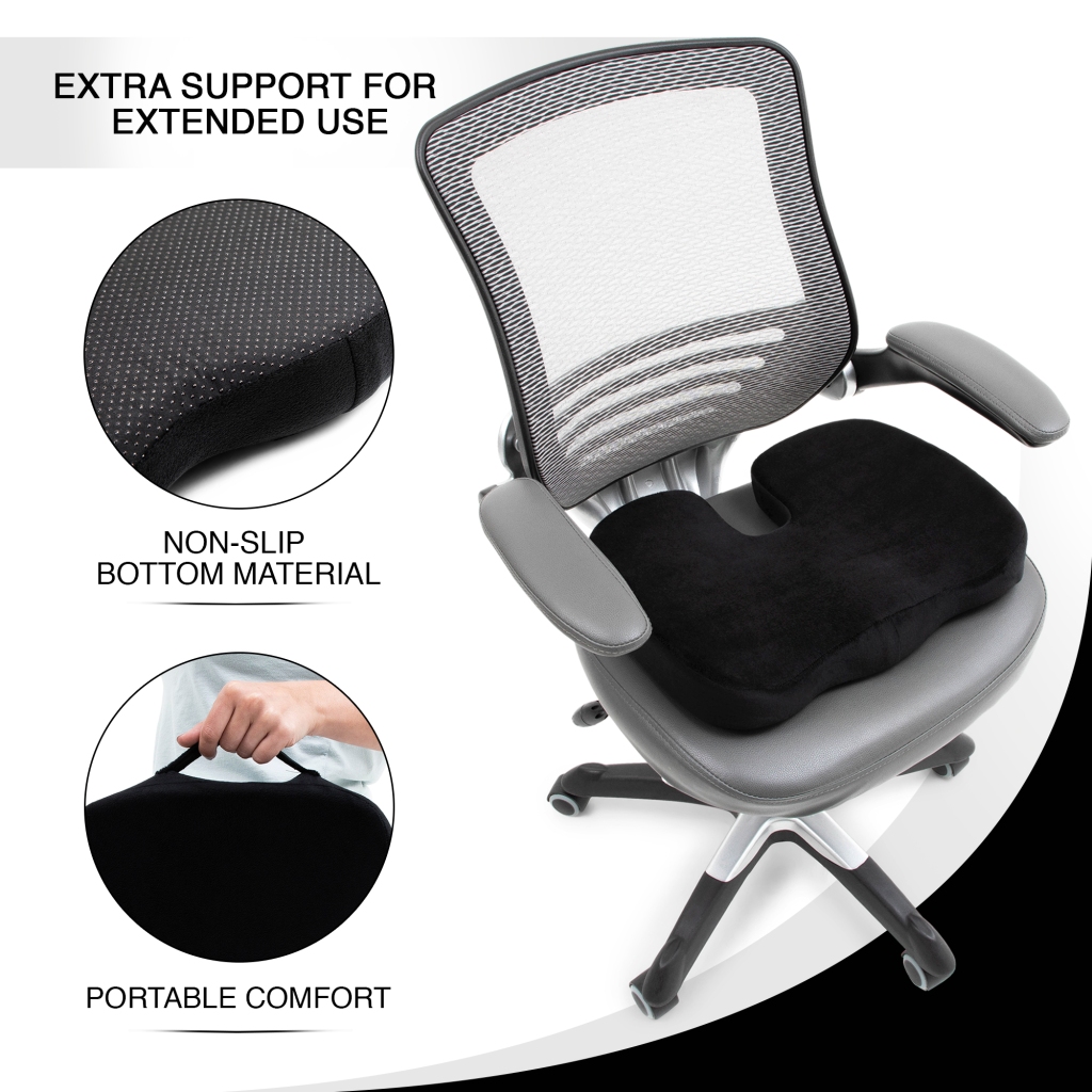image of the memory foam seat cushion placed on the office chair